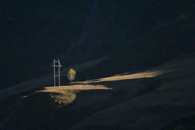 Electricity pylon on field