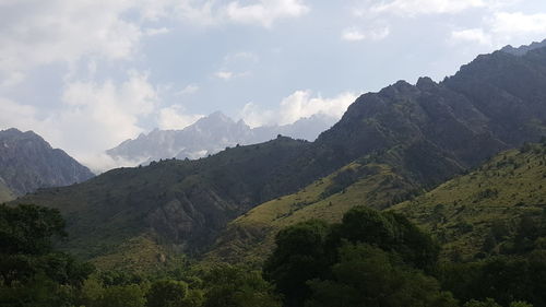 Scenic view of mountains against sky