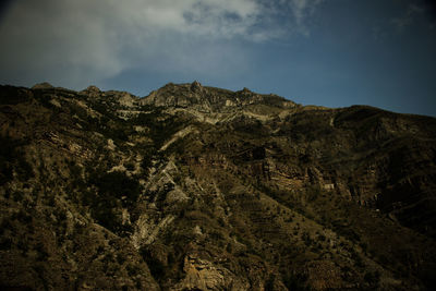 Low angle view of mountain against sky