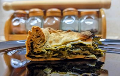 Close-up of dessert in plate on table