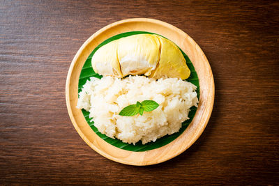 High angle view of food on table