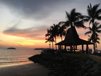 Scenic view of sea against sky at sunset