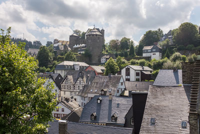 View of residential district against sky