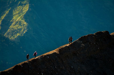 People walking on mountain