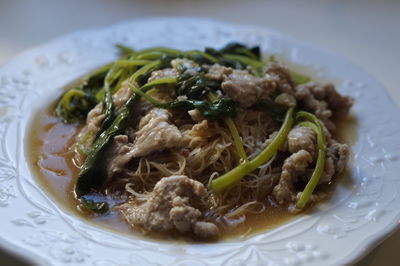 Close-up of meal served in plate