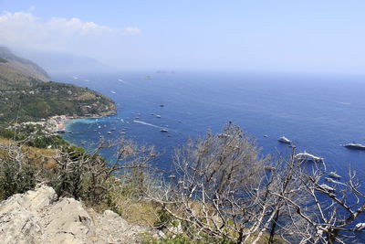 High angle view of sea against sky