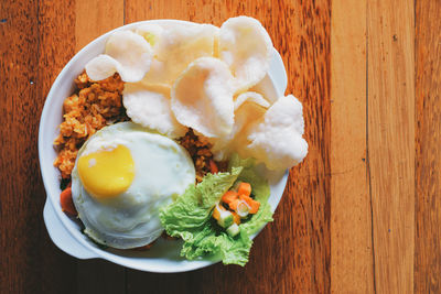 Indonesian fried rice top view.