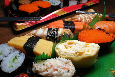 Close-up of sushi in plate