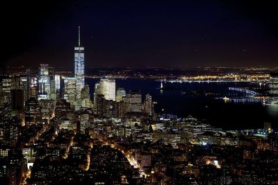 Illuminated cityscape at night