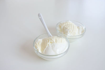 Close-up of ice cream against white background