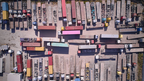 High angle view of people on street