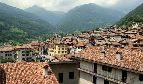 High angle view of townscape against sky