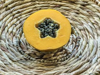 High angle view of bread in basket