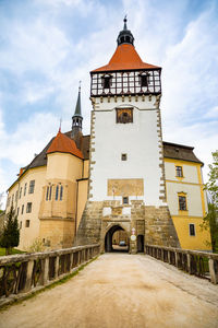 Exterior of historic building against sky in city