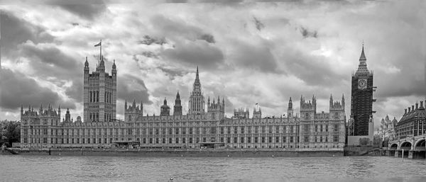 Houses of parliament buildings against cloudy sky