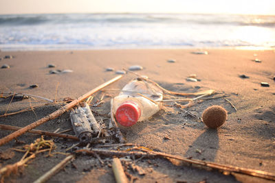 Plastic waste dumped on the beach