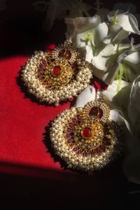 High angle view of christmas decoration on table