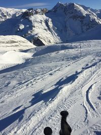 Scenic view of snow covered mountains