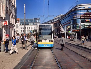 Railroad tracks in city