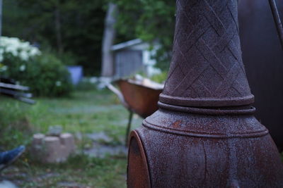 Close-up of rusty fire chimney 