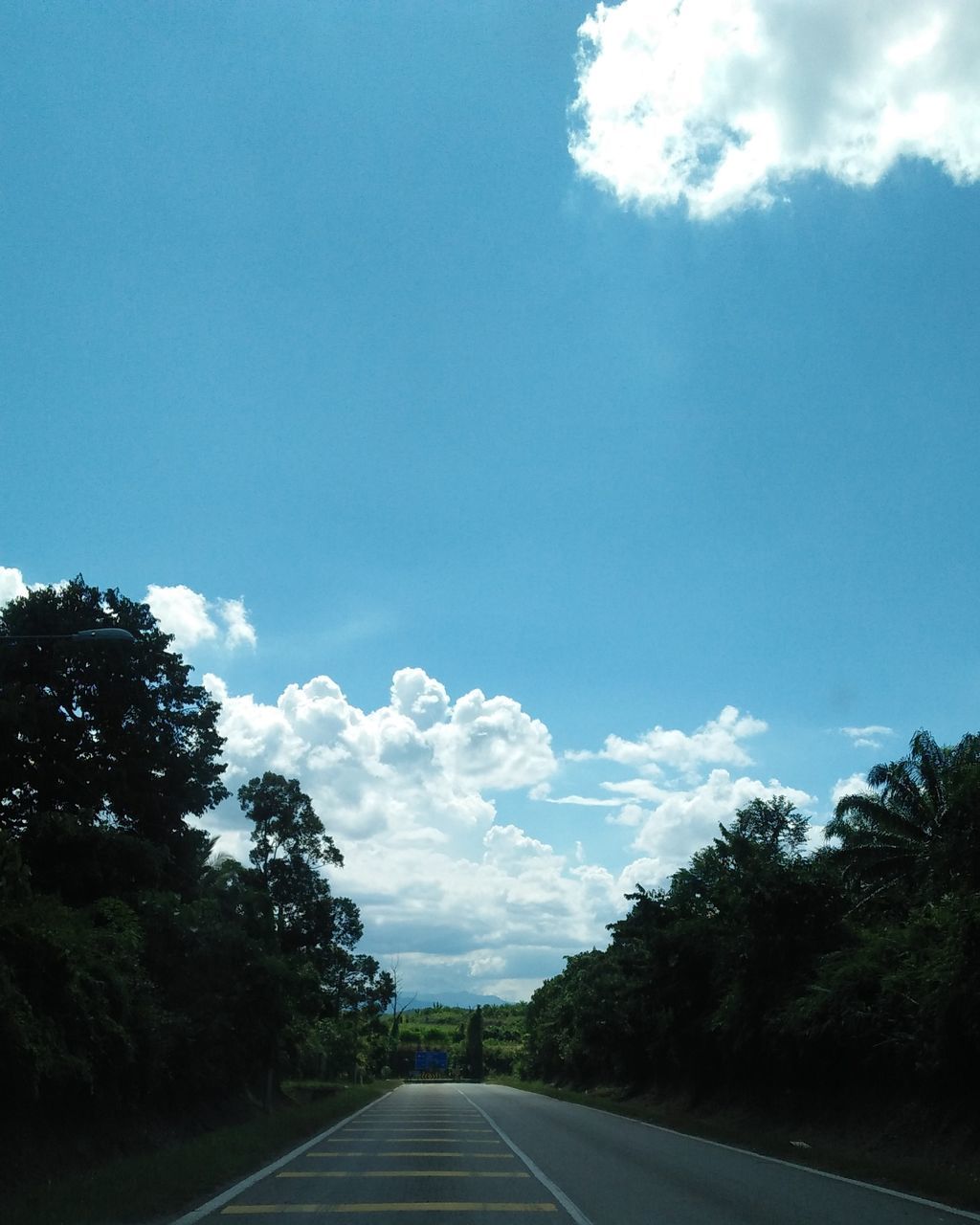 sky, cloud, tree, road, transportation, the way forward, plant, nature, horizon, sunlight, no people, road marking, symbol, diminishing perspective, highway, marking, road trip, vanishing point, blue, beauty in nature, sign, day, outdoors, environment, scenics - nature, light, morning, tranquility, travel, landscape, tranquil scene, street, infrastructure, city