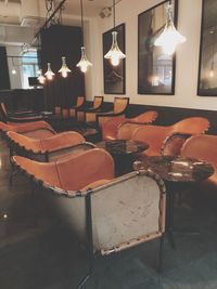 Chairs and table in illuminated room