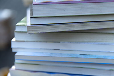 Close-up of stacked books