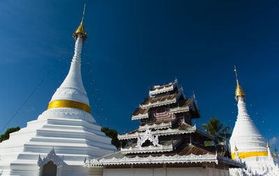 Low angle view of pagoda against sky