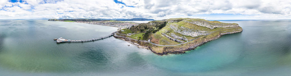 High angle view of sea against sky