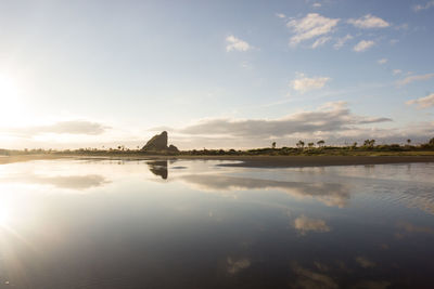 Scenic view of lake against sky