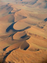 High angle view of sand dunes at namib desert