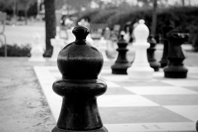 Close-up of chess against blurred background