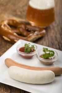 High angle view of food on table