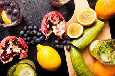 High angle view of food on table