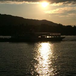 Scenic view of silhouette mountain against sky during sunset