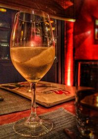 Close-up of beer in glass