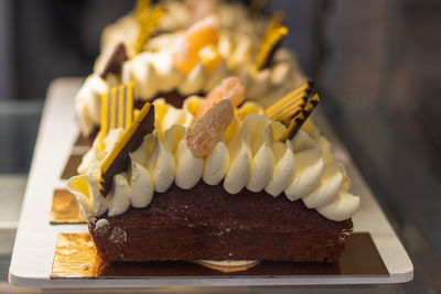 Close-up of cake in plate