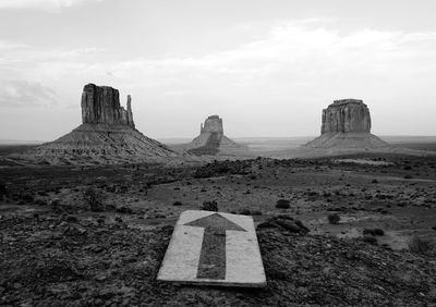 View of rock formations on landscape against sky
