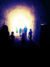 Close-up of woman in dark