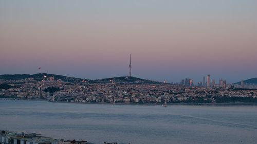Istanbul bosphorus view soglutcesme radio tower, view of buildings in city at sunset