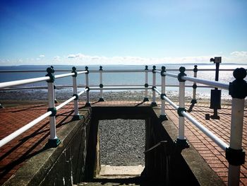 View of calm blue sea against clear sky