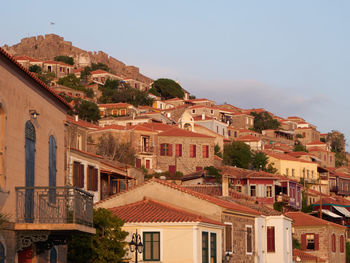 Houses against clear sky