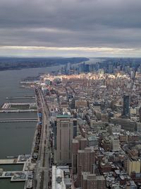 High angle view of cityscape against sky