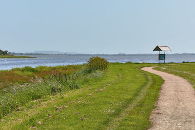 Scenic view of sea against clear sky