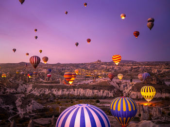 Hot air balloons in sky