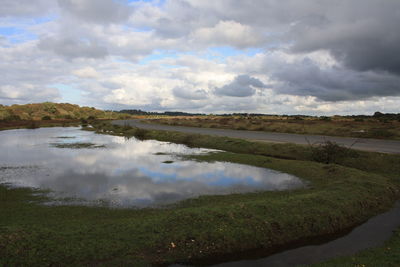 Scenic view of lake against sky