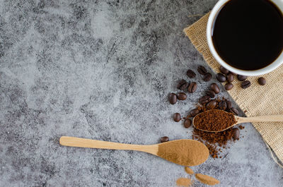 Directly above shot of coffee cup on table