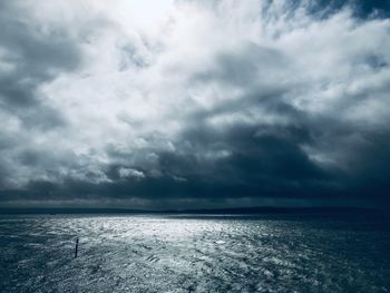 Scenic view of sea against cloudy sky