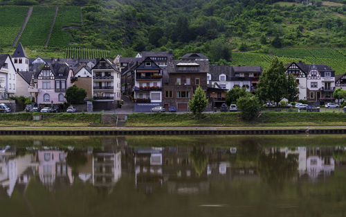 Houses along river mossel