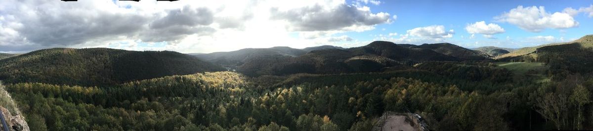 Panoramic view of mountains against sky